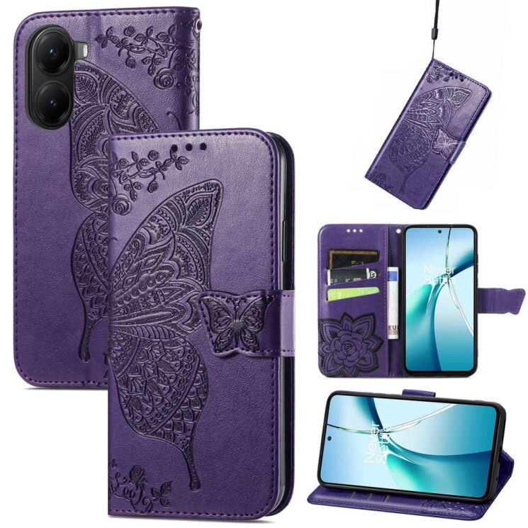 Чохол UniCase Butterfly Pattern для Xiaomi Poco X7 Pro - Dark Purple: фото 1 з 11