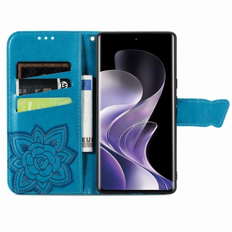 Чехол UniCase Butterfly Pattern для Xiaomi Redmi Note 14 Pro 5G - Blue: фото 2 из 9