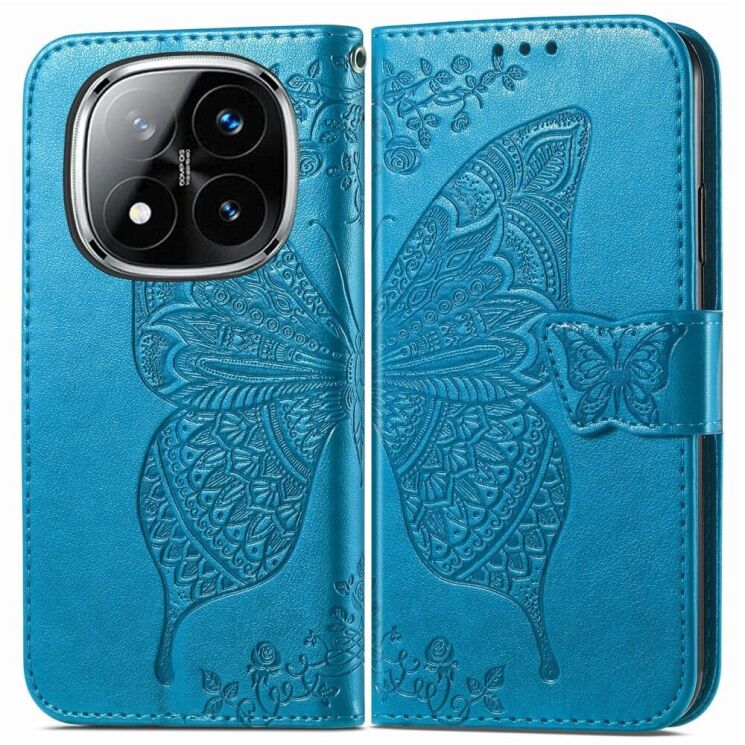 Чехол UniCase Butterfly Pattern для Xiaomi Redmi Note 14 Pro 5G - Blue: фото 1 из 9