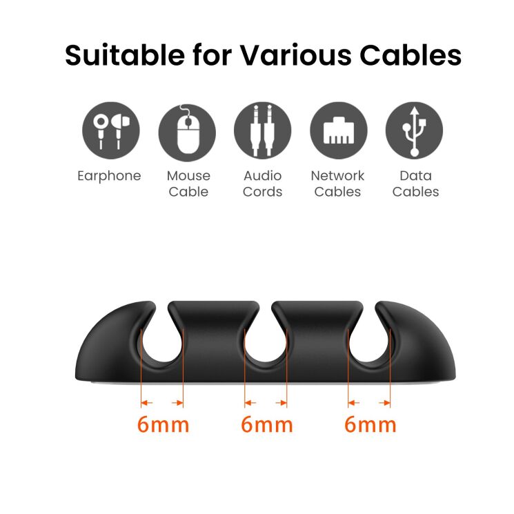 Тримач для кабелів AHASTYLE WE31 Cable Organizer - Black (995906B) Тримач для кабелів AHASTYLE WE31 Cable Organizer - Black: фото 3 з 6