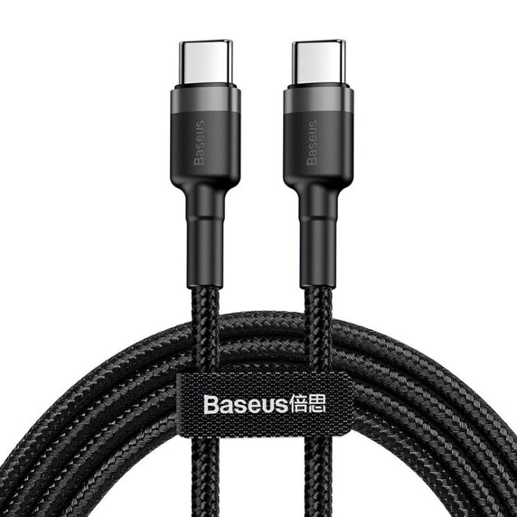 Кабель BASEUS Cafule Type-C to Type-C (3A, 1m) CATKLF-GG1 - Black: фото 1 з 17
