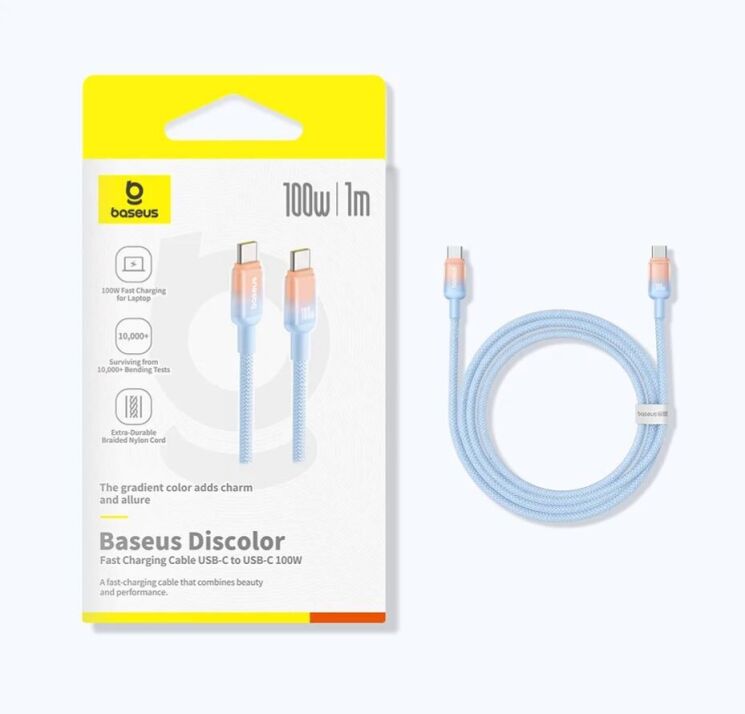 Кабель Baseus Discolor Series Type-C to Type-C (100W, 1m) P10374902 - Galaxy Blue: фото 25 из 25