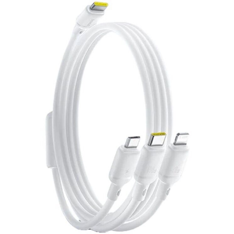 Кабель Baseus Silky 3 in 1 Type-C to Type-C+MicroUSB+Lightning (3.5A, 100W, 1.5m) P10377706213-00 - White: фото 2 з 10