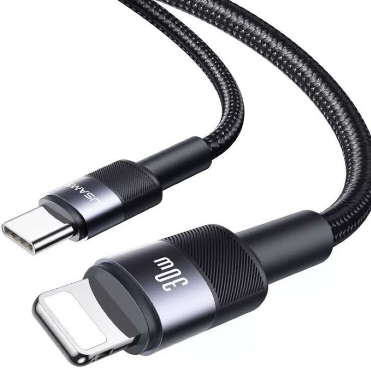 Кабель USAMS USAMS SJ729 Type-C to Lightning (30W, 3A, 1.2m) - Gray: фото 3 из 7