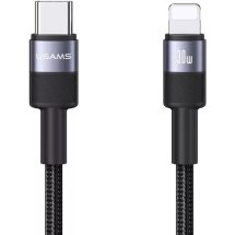 Кабель USAMS USAMS SJ729 Type-C to Lightning (30W, 3A, 1.2m) - Gray: фото 1 из 7