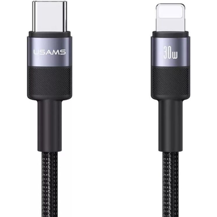 Кабель USAMS USAMS SJ729 Type-C to Lightning (30W, 3A, 1.2m) - Gray: фото 1 из 7