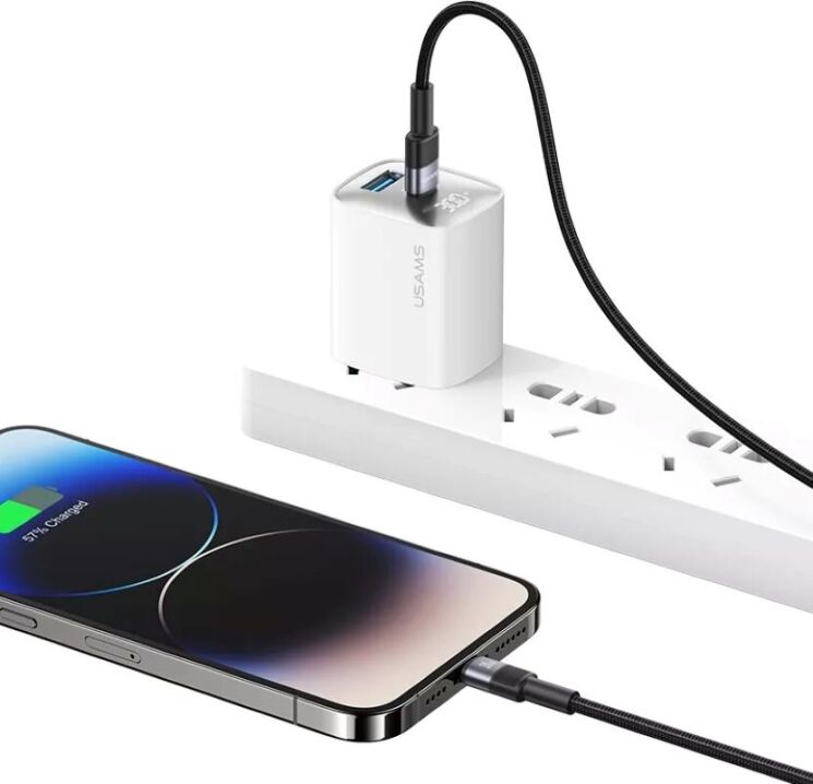 Кабель USAMS USAMS SJ729 Type-C to Lightning (30W, 3A, 1.2m) - Gray: фото 7 из 7