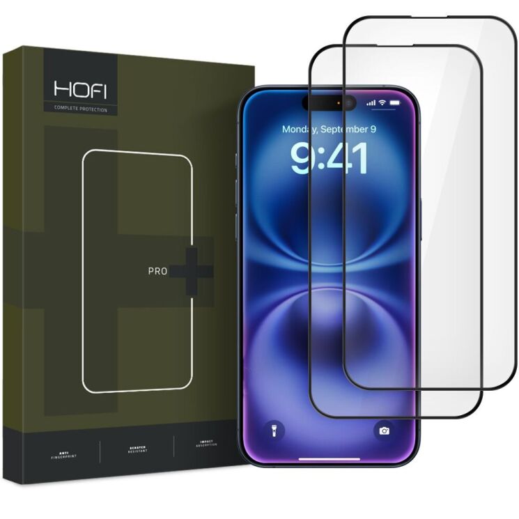 Комплект защитных стекол (2шт) HOFI Glass Pro+ (FP) для Apple iPhone 16 - Black: фото 1 из 4