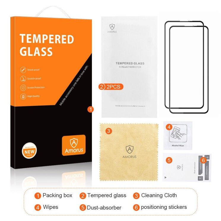 Комплект захисних стекол AMORUS Full Glue для Motorola Moto G24 / G24 Power / G04 / G04s / E14 - Black: фото 8 з 9