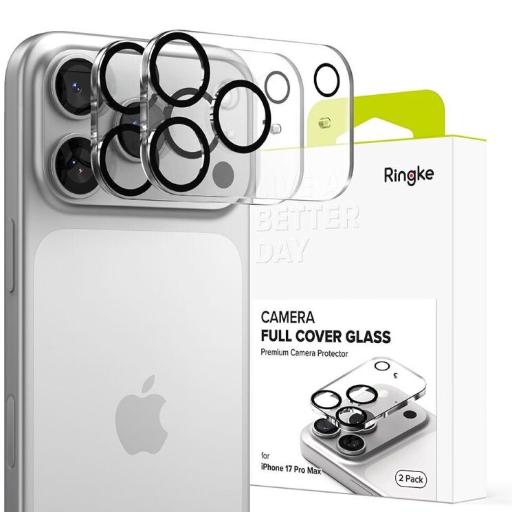 Комплект захисних стекол Ringke Camera Full Cover Glass для iPhone 17 Pro Max (8800328812345) - Black (411129B) Комплект захисних стекол Ringke Camera Full Cover Glass для iPhone 17 Pro Max (8800328812345) - Black: фото 1 з 11