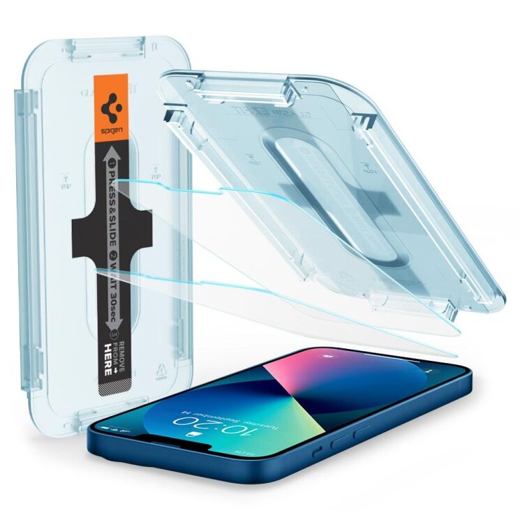 Комплект защитных стекол Spigen (SGP) Screen Protector EZ Fit Glas.tR для Apple iPhone 13 mini: фото 1 из 8