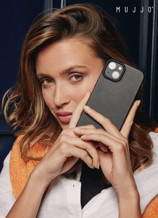 Кожаный чехол MUJJO Full Leather для Apple iPhone 14 Plus / 15 Plus - Black: фото 10 из 14