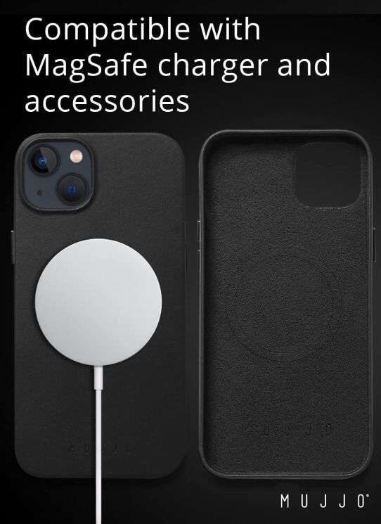Кожаный чехол MUJJO Full Leather для Apple iPhone 14 Plus / 15 Plus - Black: фото 13 из 14