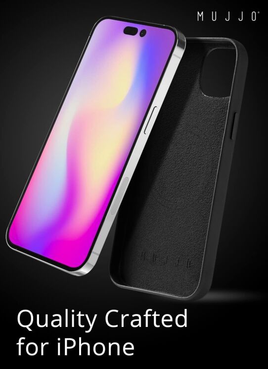 Кожаный чехол MUJJO Full Leather для Apple iPhone 14 Plus / 15 Plus - Black: фото 12 из 14