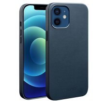Кожаный чехол QIALINO Leather Cover (with MagSafe Support) для Apple iPhone 12 / iPhone 12 Pro - Blue: фото 1 из 16