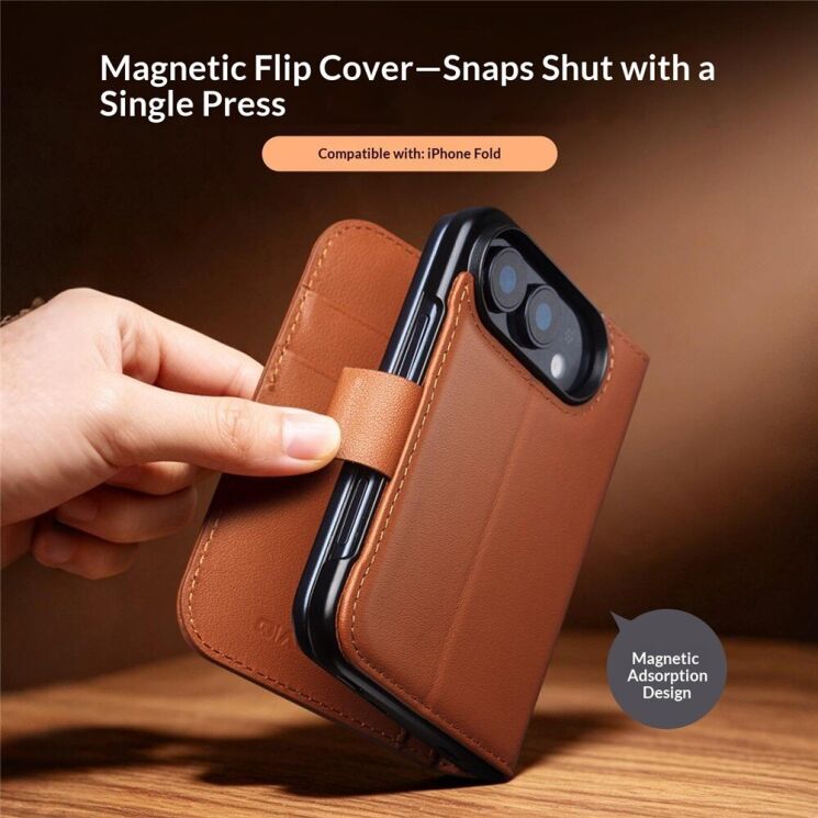 Шкіряний чохол QIALINO Wallet Case (FF) для iPhone Duo - Purple: фото 7 з 11