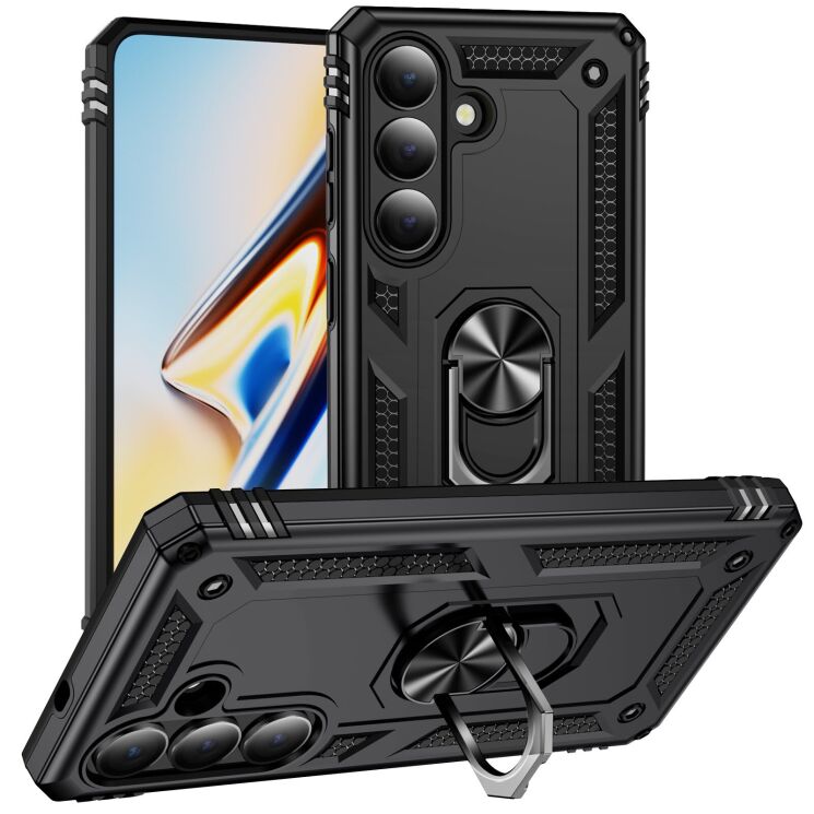 Противоударный чехол с подставкой Deexe Armor Case для Samsung Galaxy S26 - Black: фото 1 из 7