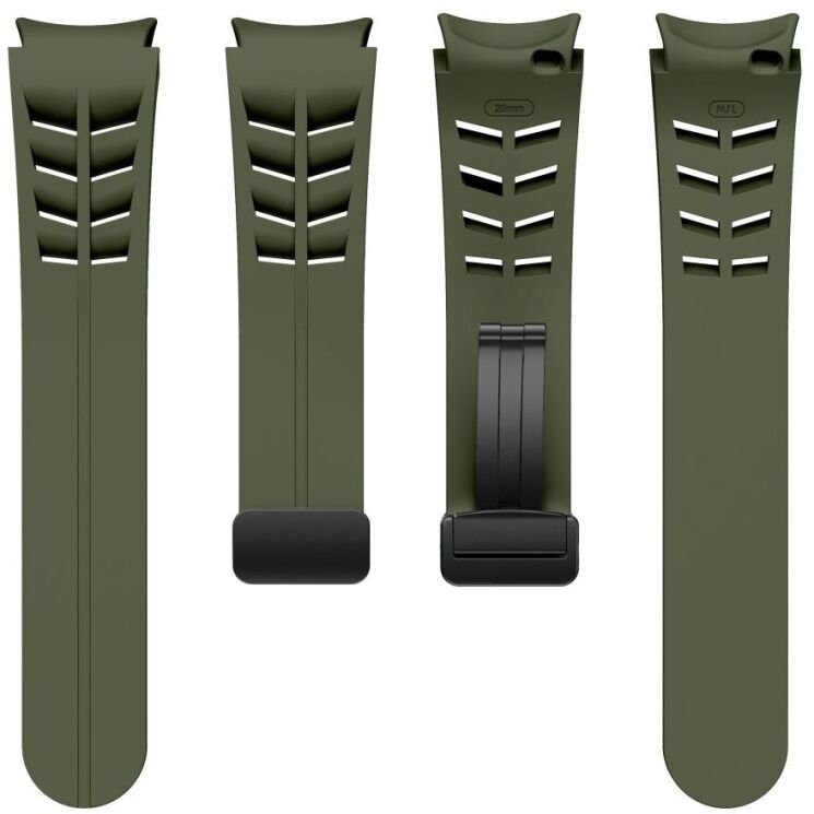 Ремешок Deexe Aurora Strap для Samsung Galaxy Watch 4 / 4 Classic / 5 / 5 Pro / 6 / 6 Classic / 7 / FE - Army Green: фото 5 из 8