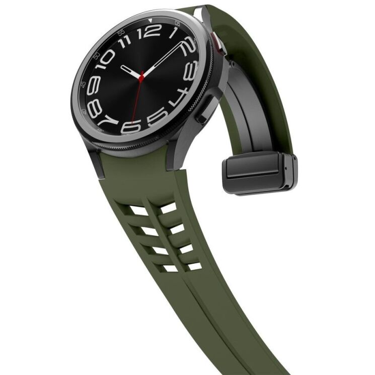 Ремешок Deexe Aurora Strap для Samsung Galaxy Watch 4 / 4 Classic / 5 / 5 Pro / 6 / 6 Classic / 7 / FE - Army Green: фото 4 из 8