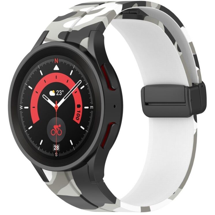 Ремінець Deexe Camo Silicone для Samsung Galaxy Watch 4 / 4 Classic / 5 / 5 Pro - White: фото 4 з 6