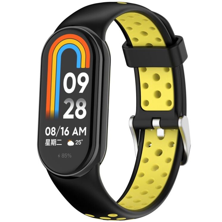 Ремешок Deexe Dot Color для Xiaomi Mi Smart Band 8 / 9 - Black / Yellow: фото 2 из 9