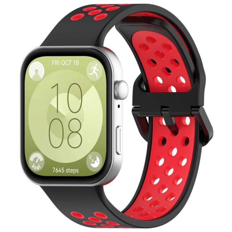 Ремінець Deexe Dual Color для Huawei Watch Fit 3 - Black / Red: фото 4 з 7