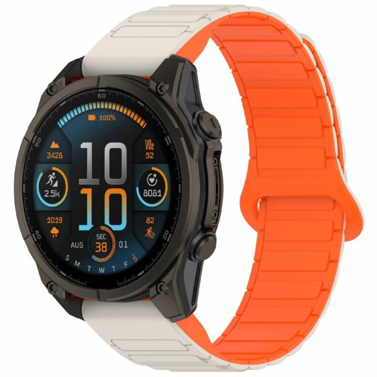 Ремешок Deexe Flexible Fit для часов Garmin c креплением Quick Fit 20mm - Starlight / Orange: фото 2 из 8
