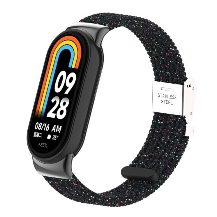 Ремінець Deexe Nylon Bracelet для Xiaomi Mi Smart Band 8 / 9 / 10 - Bright Black: фото 4 з 6