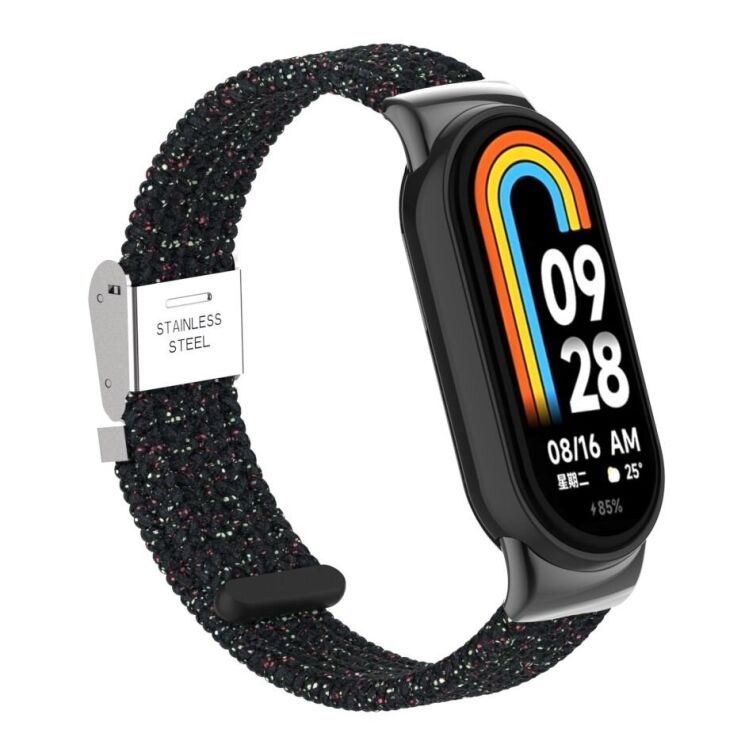 Ремінець Deexe Nylon Bracelet для Xiaomi Mi Smart Band 8 / 9 / 10 - Bright Black: фото 5 з 6
