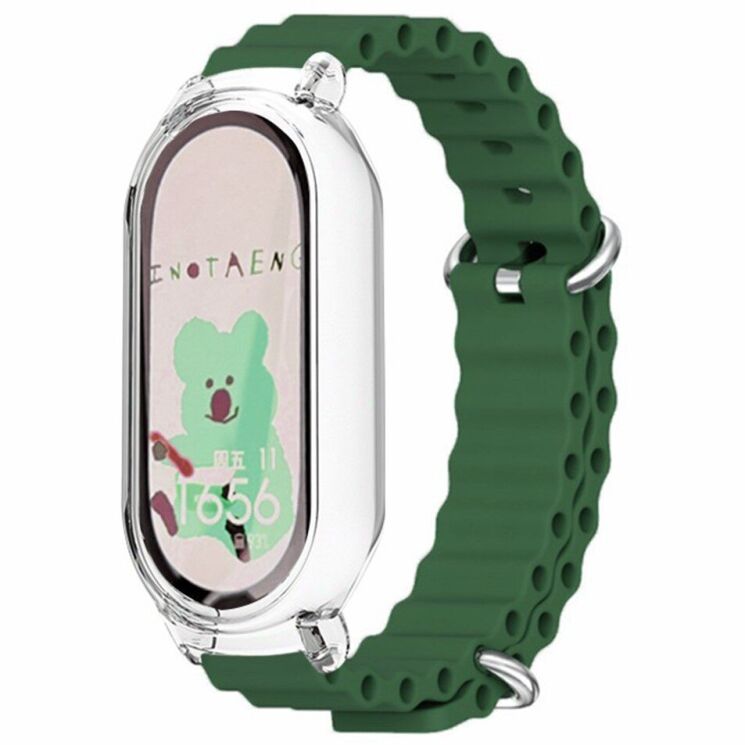 Ремешок Deexe Ocean Silicone для Xiaomi Mi Smart Band 8 - Dark Green: фото 2 из 7