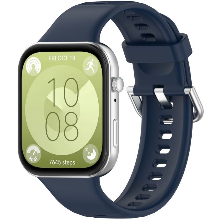 Ремінець Deexe Silicone Band для Huawei Watch Fit 3 / Fit 4 / Fit 4 Pro - Midnight Blue: фото 2 з 10