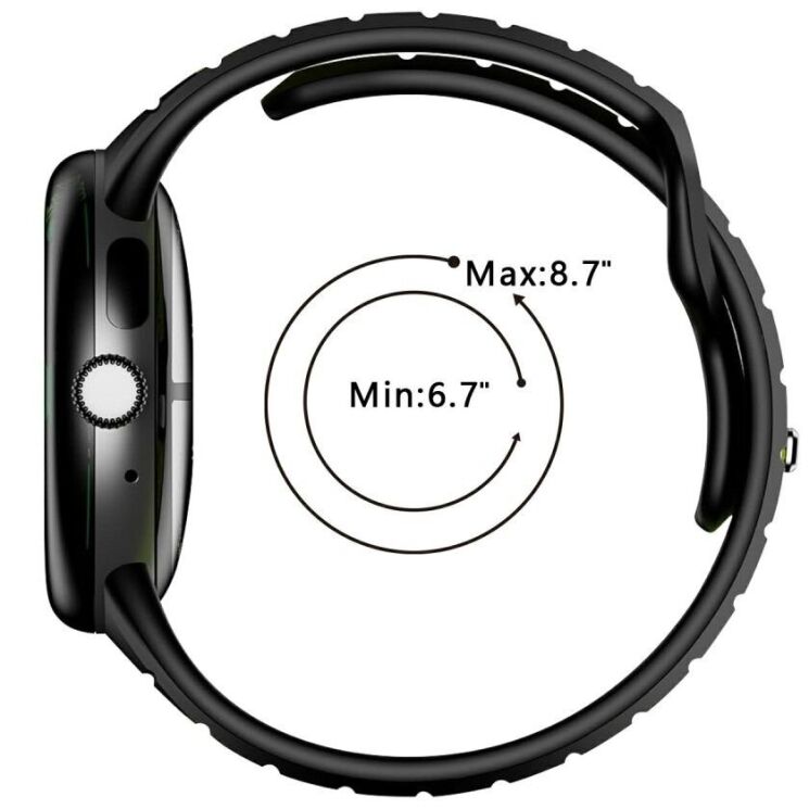 Ремешок Deexe Sport Design для Google Pixel Watch 3 (45mm) - Black: фото 6 из 6