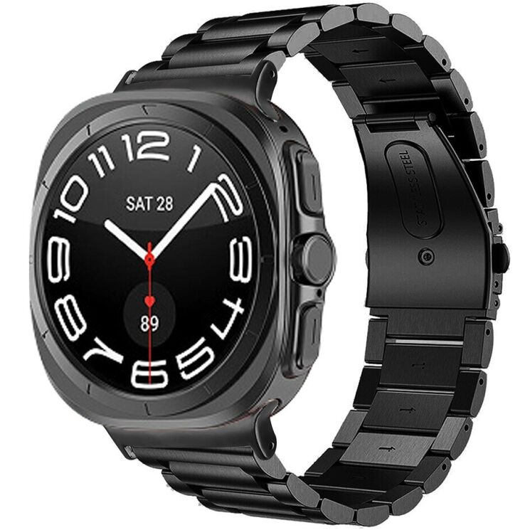 Ремешок Deexe Stainless Steel для Samsung Galaxy Watch 8 (40/44mm) / 8 Classic / Ultra (2025) - Black: фото 3 из 5