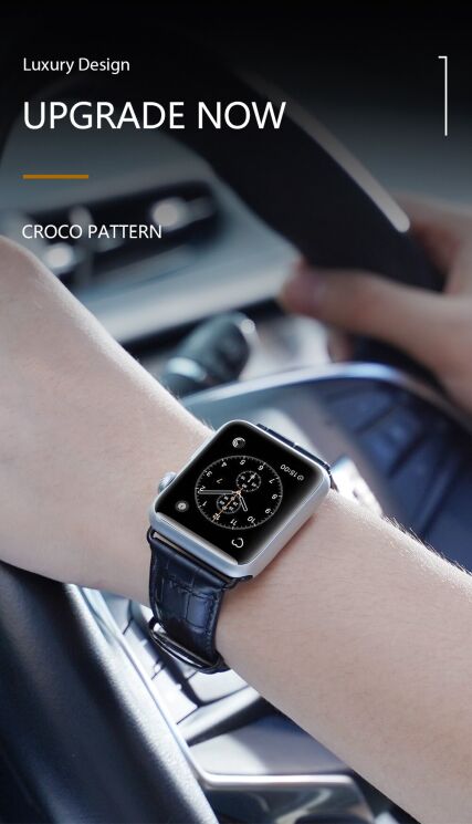 Ремешок DUX DUCIS Crocodile Texture для Apple Watch 46 / 45 / 44 / SE 44 / 42 (Series 1-3) / Ultra / Ultra 2 - Black: фото 5 из 16