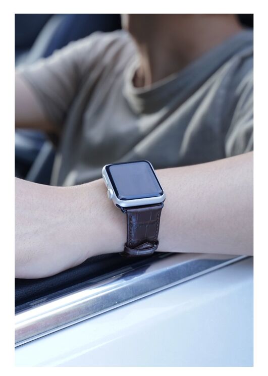 Ремешок DUX DUCIS Crocodile Texture для Apple Watch 46 / 45 / 44 / SE 44 / 42 (Series 1-3) / Ultra / Ultra 2 - Black: фото 13 из 16