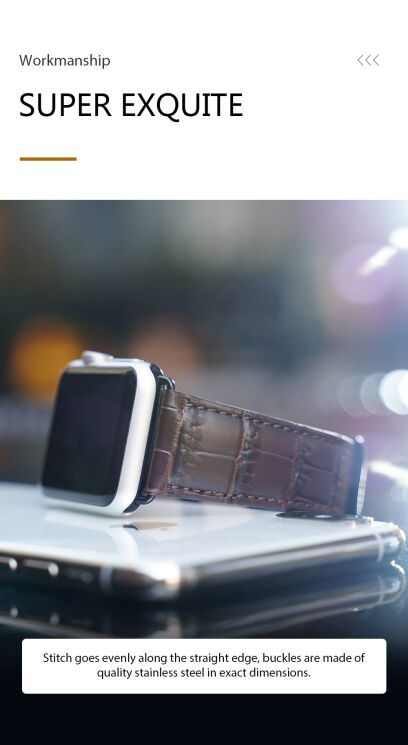 Ремешок DUX DUCIS Crocodile Texture для Apple Watch 46 / 45 / 44 / SE 44 / 42 (Series 1-3) / Ultra / Ultra 2 - Black: фото 9 из 16