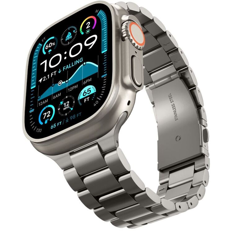 Ремінець Spigen Modern Fit Titanium для Apple Watch 46 / 45 / 44 / SE 44 / 42 (Series 1-3) / Ultra / Ultra 2 / Ultra 3 (AMP09105) - Natural Titanium: фото 2 з 12