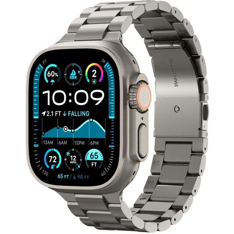 Ремінець Spigen Modern Fit Titanium для Apple Watch 46 / 45 / 44 / SE 44 / 42 (Series 1-3) / Ultra / Ultra 2 / Ultra 3 (AMP09105) - Natural Titanium: фото 1 з 12