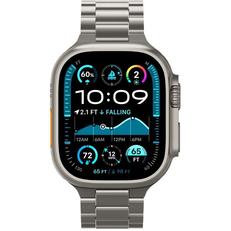 Ремінець Spigen Modern Fit Titanium для Apple Watch 46 / 45 / 44 / SE 44 / 42 (Series 1-3) / Ultra / Ultra 2 / Ultra 3 (AMP09105) - Natural Titanium: фото 3 з 12