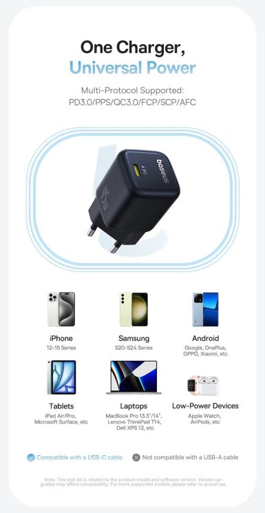 Сетевое зарядное устройство Baseus PicoGo Type-C (45W) P10176800123-00 - Black: фото 14 из 16