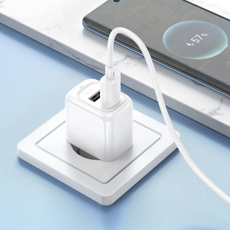 Сетевое зарядное устройство Hoco CS51A Surplus (2USB, 2.4A) + кабель USB to Type-C - White: фото 8 из 8