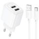 Сетевое зарядное устройство Hoco CS51A Surplus (2USB, 2.4A) + кабель USB to Type-C - White (960113W). Фото 1 из 8