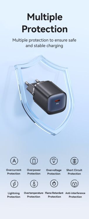 Мережевий зарядний пристрій USAMS CC248 GaN Fast Charger (20W) - Black: фото 11 з 13
