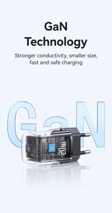 Мережевий зарядний пристрій USAMS CC248 GaN Fast Charger (20W) - Black: фото 6 з 13