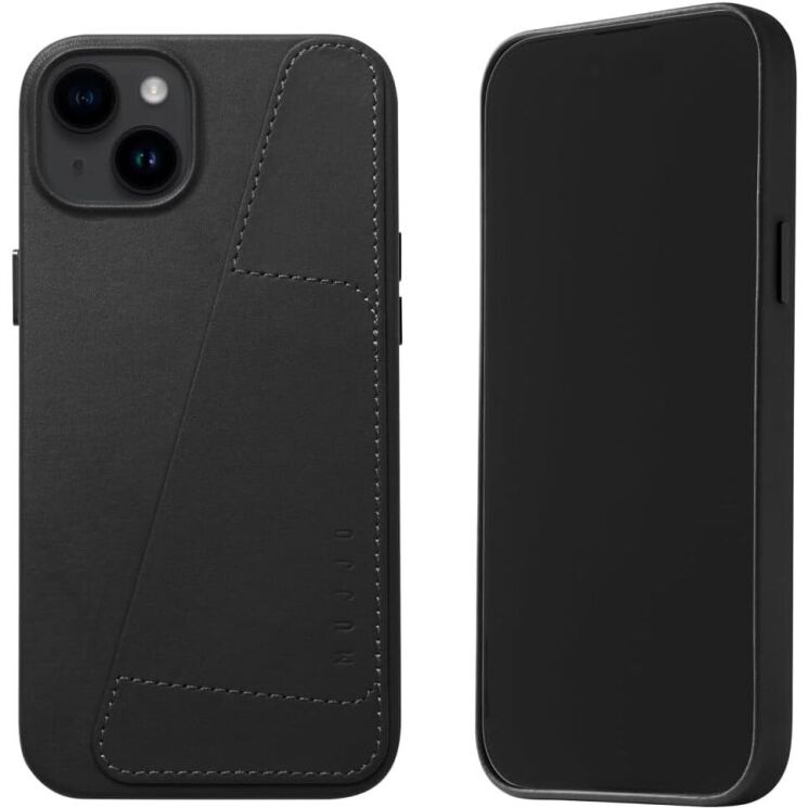 Кожаный чехол MUJJO Full Leather Wallet для Apple iPhone 15 Plus - Black: фото 1 из 8