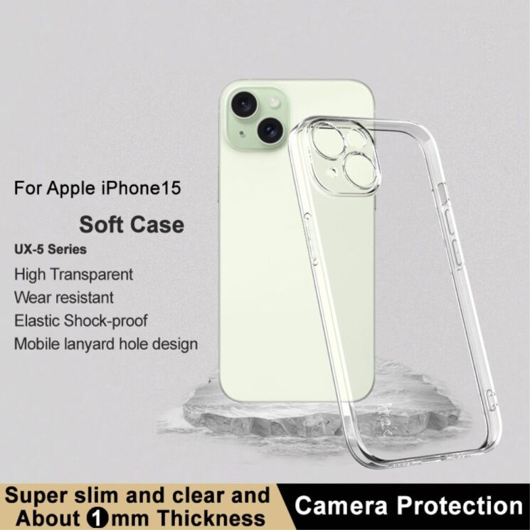 Силиконовый чехол IMAK UX-5 Series для Apple iPhone 15 - Transparent: фото 3 из 7