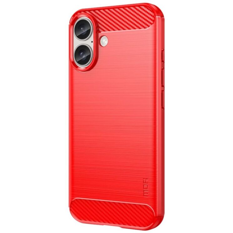 Силиконовый (TPU) чехол MOFI Carbon Fiber для Apple iPhone 16 - Red: фото 2 из 9