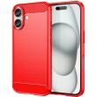 Силиконовый (TPU) чехол MOFI Carbon Fiber для Apple iPhone 16 - Red (360712R)
