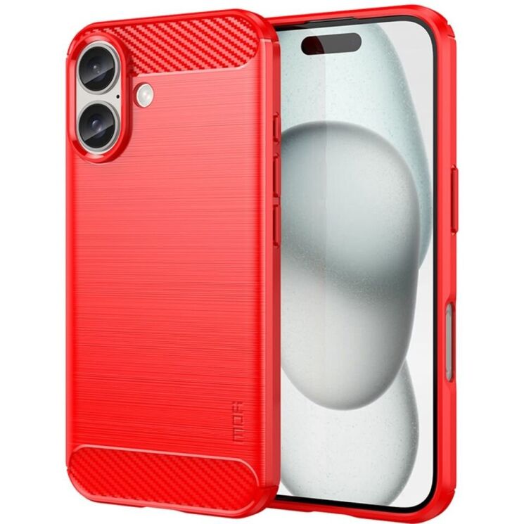 Силиконовый (TPU) чехол MOFI Carbon Fiber для Apple iPhone 16 - Red: фото 1 из 9
