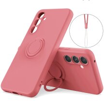 Силіконовий (TPU) чохол з кільцем Deexe Color Shell для Samsung Galaxy S26 FE - Red: фото 1 з 8